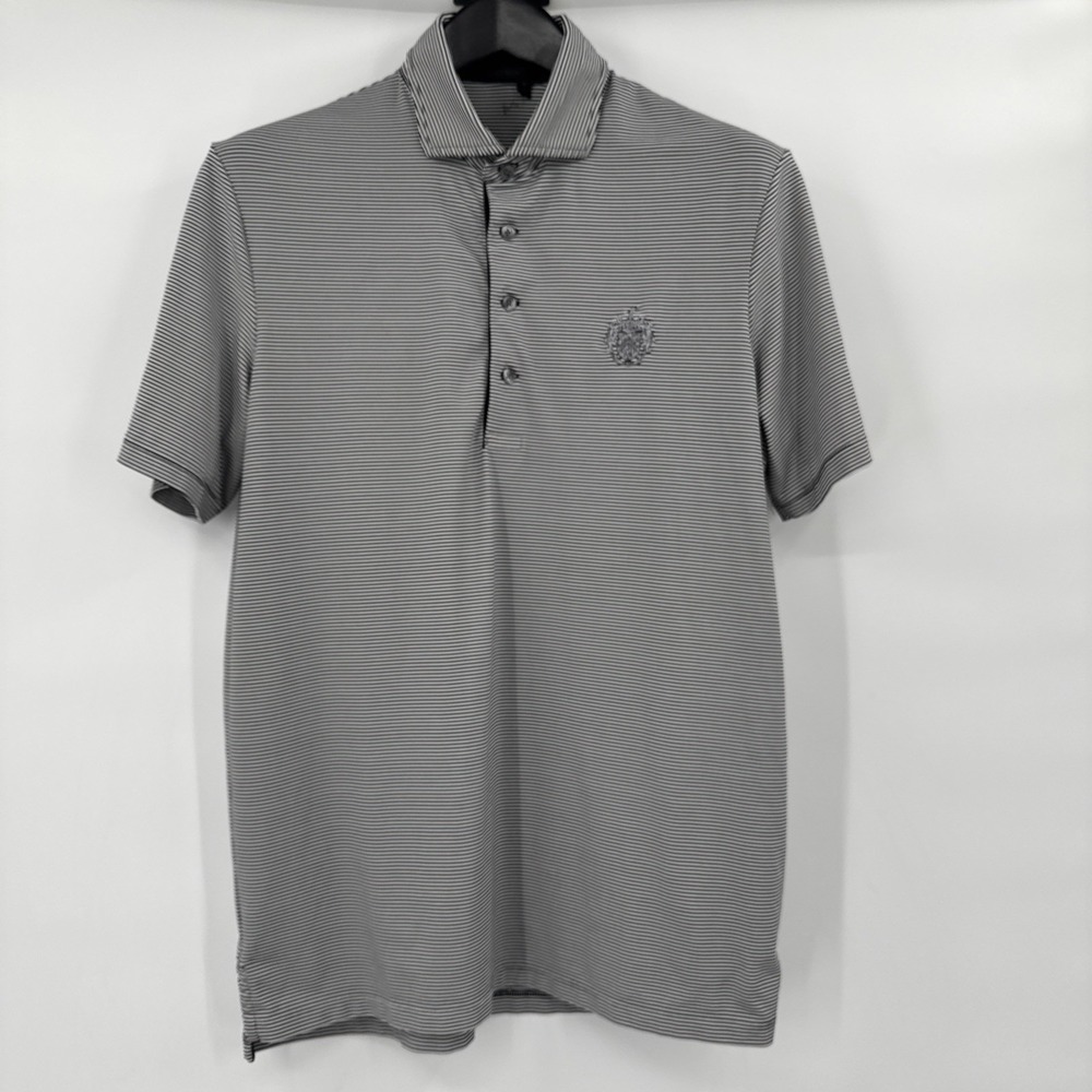 GREYSON Polyester Spandex Polo Golf Shirt Mens Medium Black & White Striped